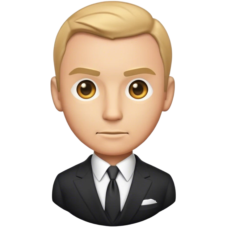 Cinematic Realistic James Bond Portrait Emoji, depicted as a suave, sophisticated secret agent in a tailored suit with a cool, composed gaze and an air of stealth and charm, rendered with crisp textures and dynamic cinematic lighting that captures his timeless espionage allure. emoji