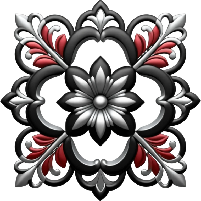 Black and silver filigree design, 3D, extremely detailed design emoji