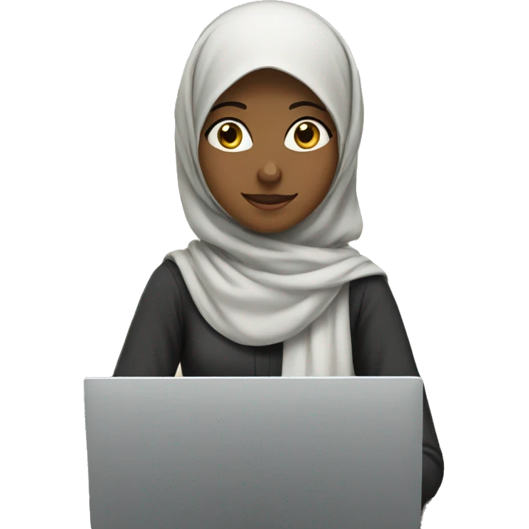girl in hijab sitting at laptop emoji