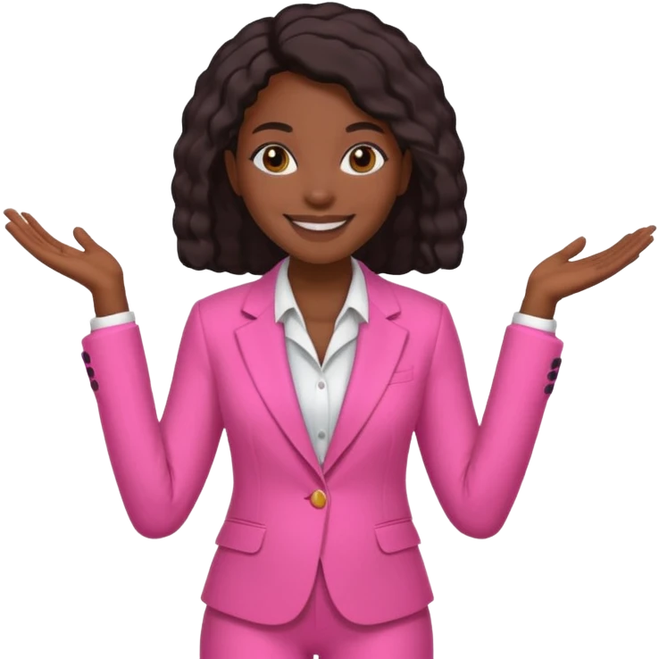 Darkskin black woman wearing a pink suit emoji