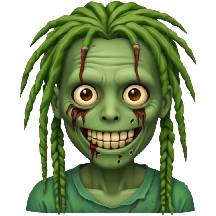 zombie with dreads with braces smiling  emoji