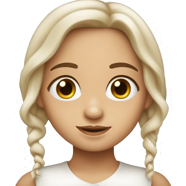 niña de piel blanca con ojos marrones y pelo castaño y liso emoji