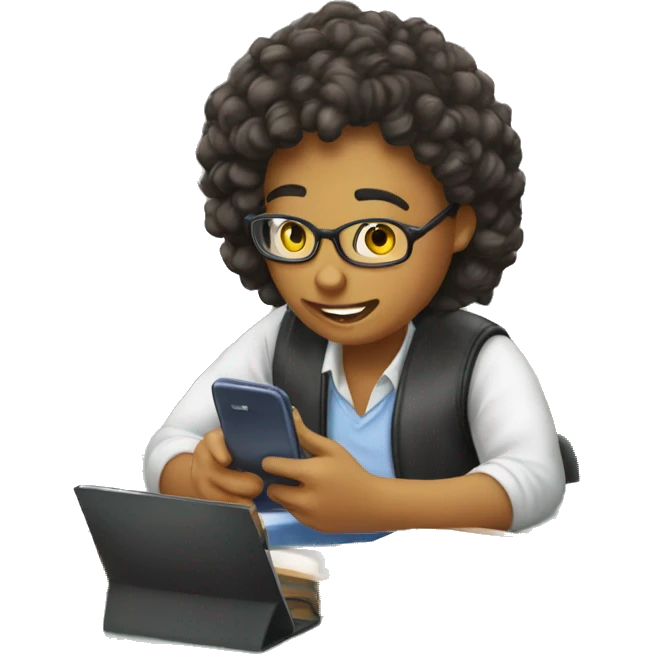 estudiante usando celular en clases emoji