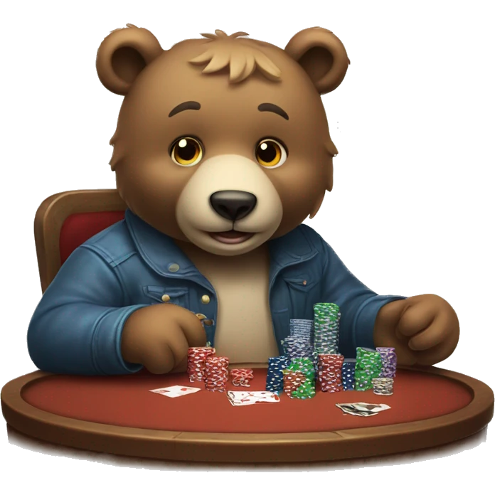 a cute bear playing poker emoji