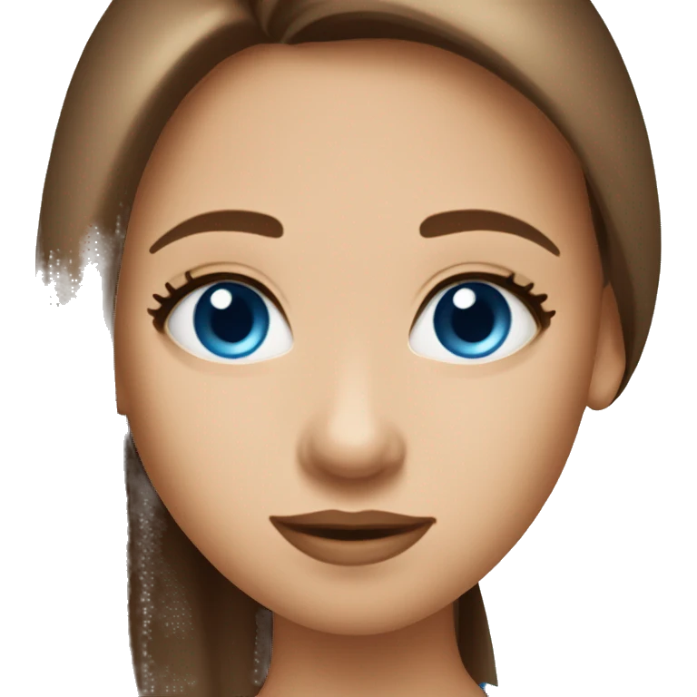 Create an emoji of a girl with brown straight long hair, blue eyes, long lashes , oval face  emoji