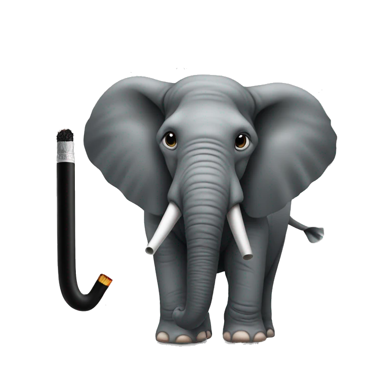 Elephant with black cigarette in the trunk emoji