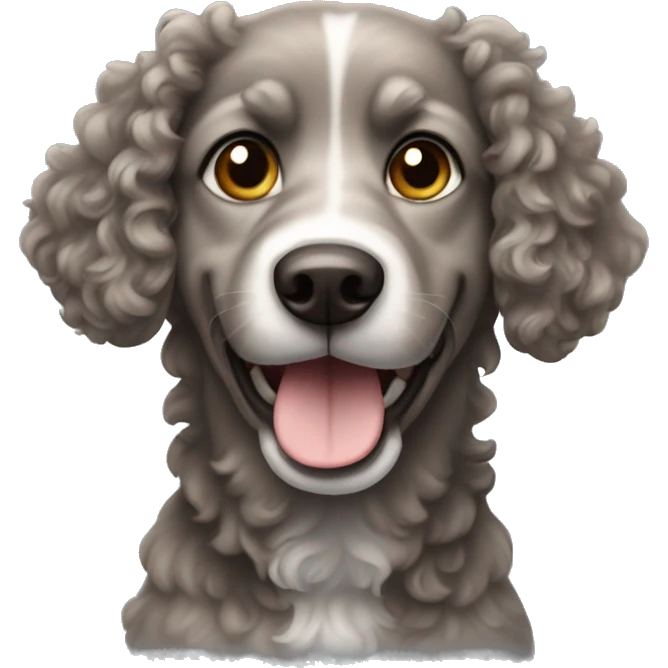 Curly brown-grey dog emoji
