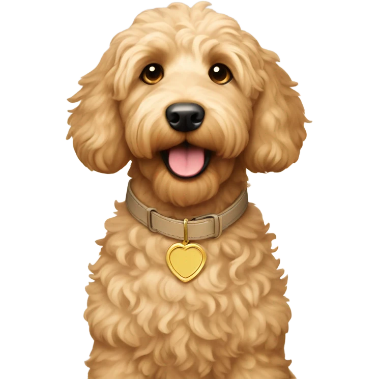 Beige goldendoodle with beige collar  emoji