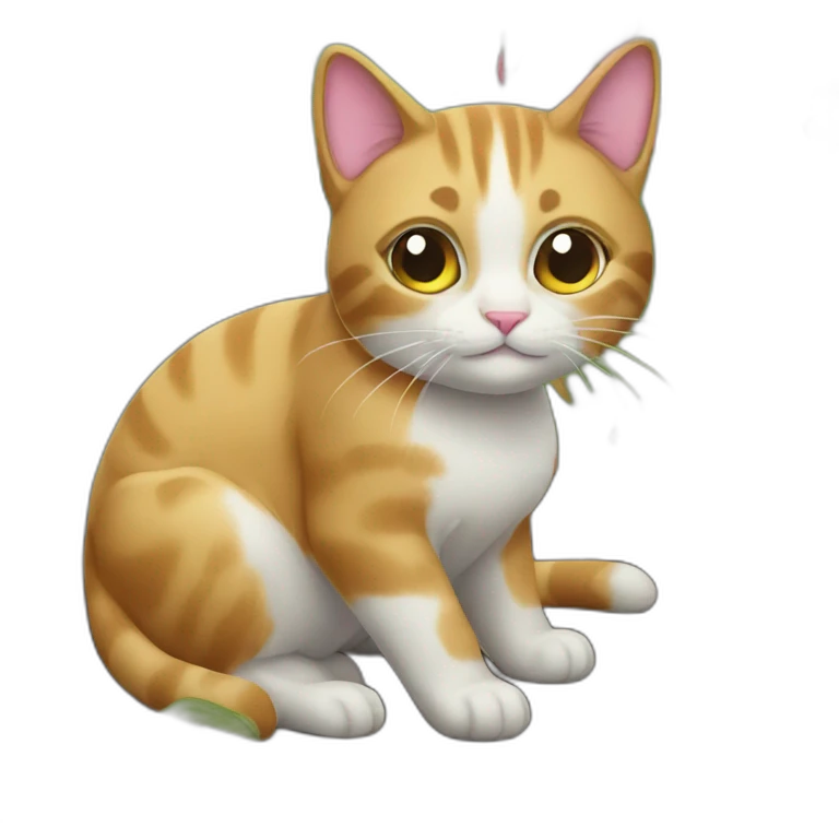 cat is working in the garden emoji