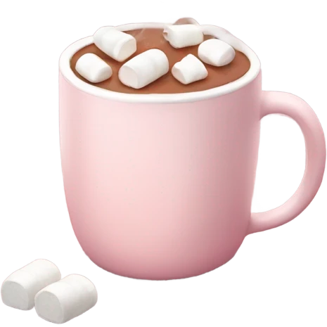Light Pink mug of hot chocolate with marshmallows  emoji