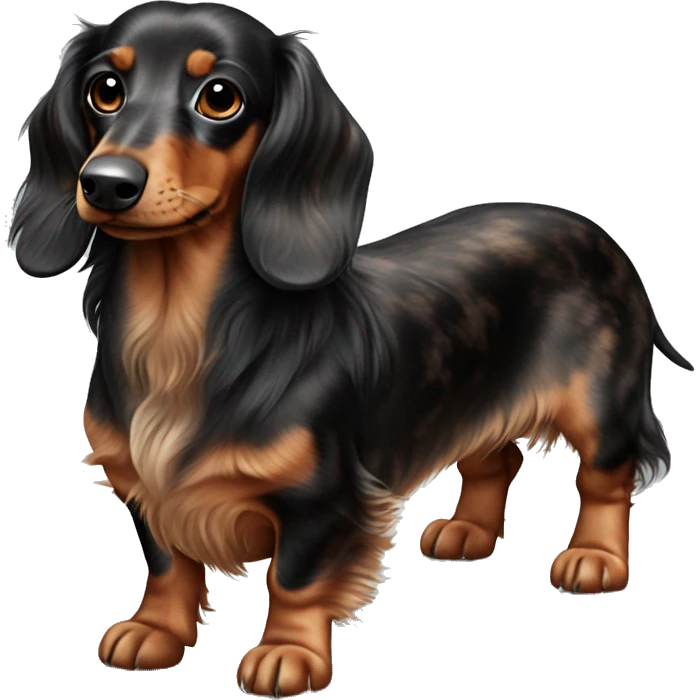 Black & brown Merle long haired Dachshund full body emoji