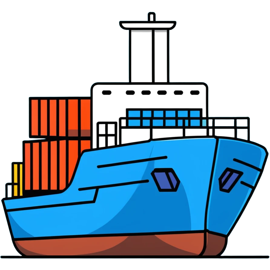 Cargo container ship in ocean emoji