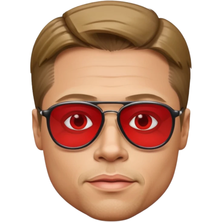Brad Pitt, wearing dark glasses with red lenses emoji