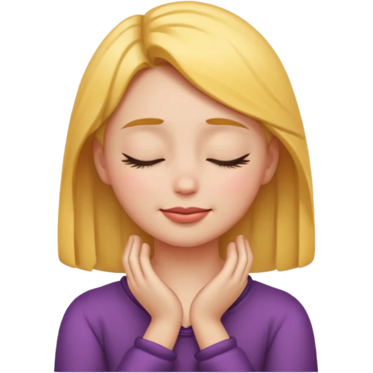 a girl emoji closed eyes with hands on neck  emoji