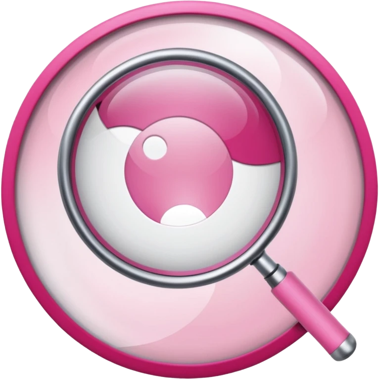 mix light pink dark pink and white girly internet circle with a magnifying glass emoji
