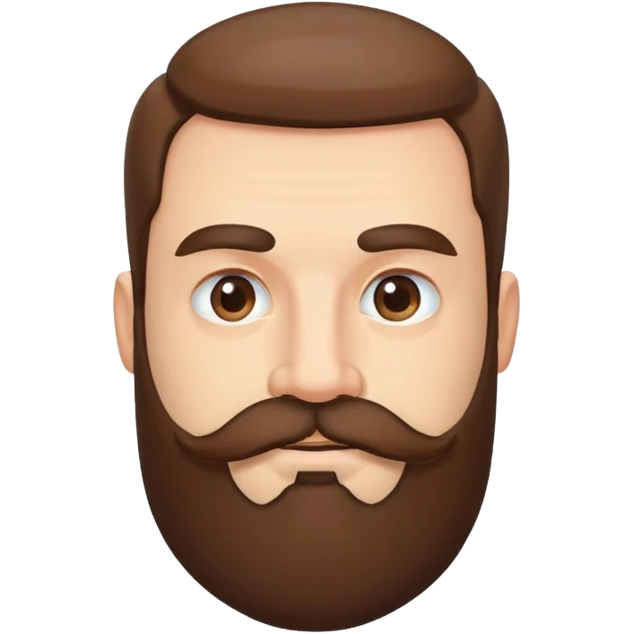 man with thick beard, mustache, and connected bushy eyebrows that meet in the middle emoji