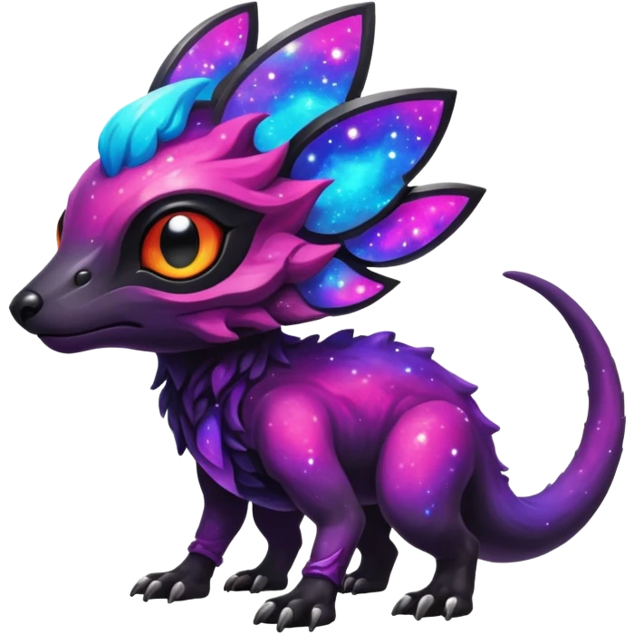Epic Edgy Cute Colorful Vibrant Dark Nebula Modern Vernid-Protogen-creature-animal, full body emoji