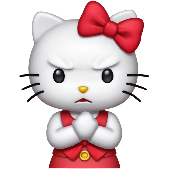 hello kitty with clenched fists, angry face emoji