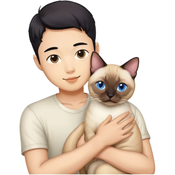 Asian gay couple with siamese cat emoji