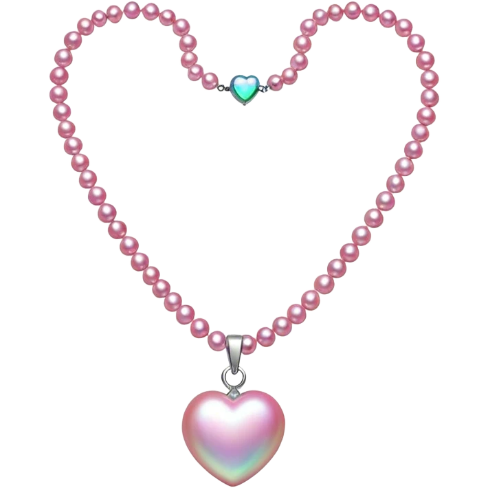 bright pink pearl necklace with small heart in middle emoji