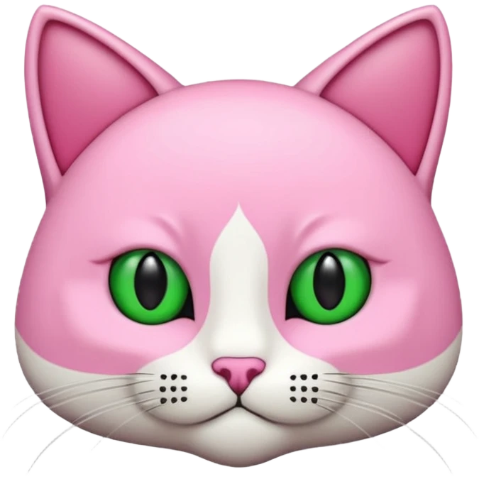 Bir siyah renkli kedi gözleri yeşil ve oturuyor boynunda pembe tasma var emoji
