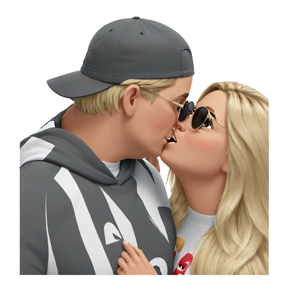 blonde girl with boys kissing emoji