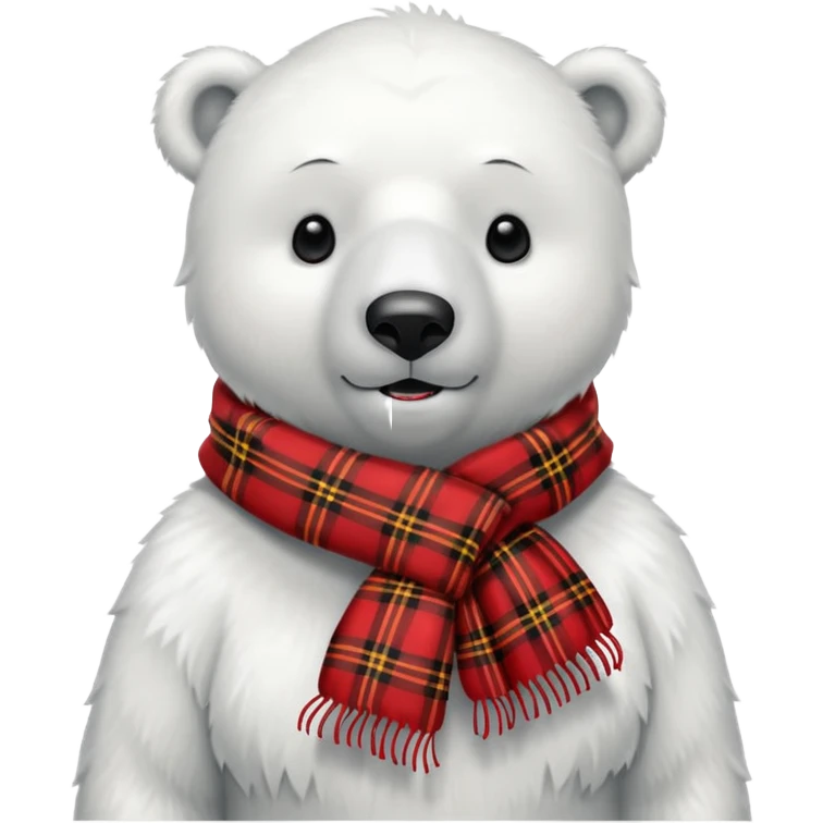 polar bear wear red tartan scarf emoji