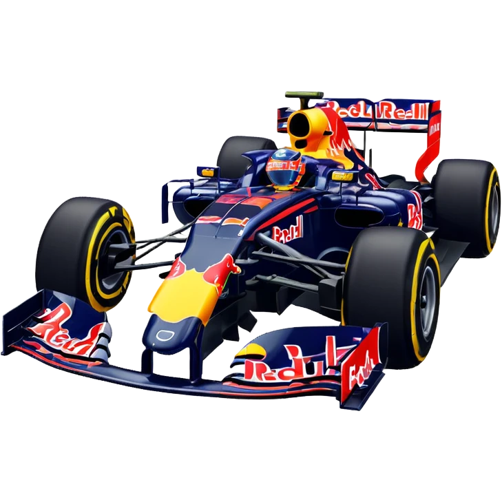 Make a Redbull f1 car with max Verstappen driving it emoji emoji