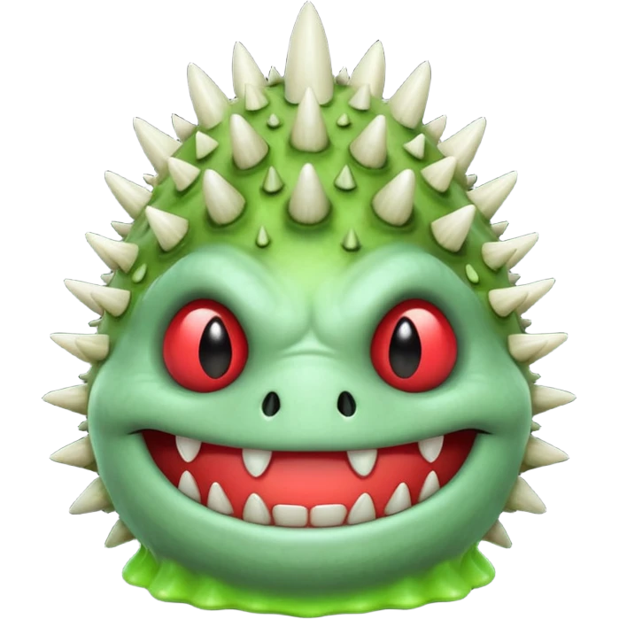 poisonous mushroom monster portrait, head and shoulders only, toxic green glow, scary grin, spiky mushroom head, 3D cartoon, mobile game icon style, clean background, no text, no watermark

 emoji