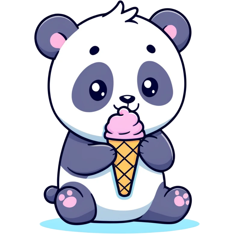 Panda eating ice cream emoji