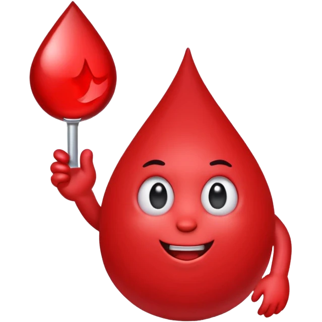 blood drop character holding a BRB sign emoji