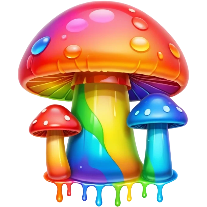 gummy neon rainbow melting mushroom  emoji