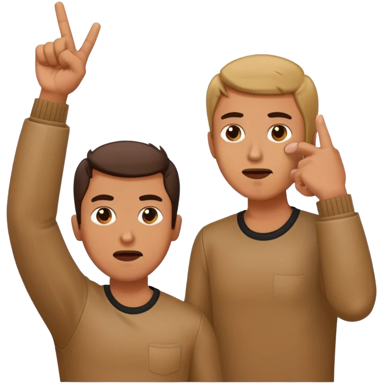 A man holding two finger guns to his head sideways and a man choking himself emoji