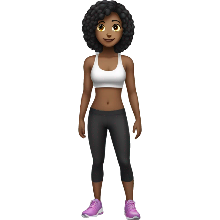 Girl with fitness body and black hair emoji