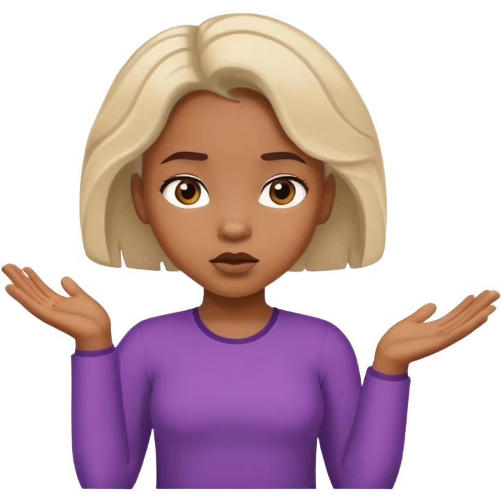 African American girl middle hair part shrugging emoji