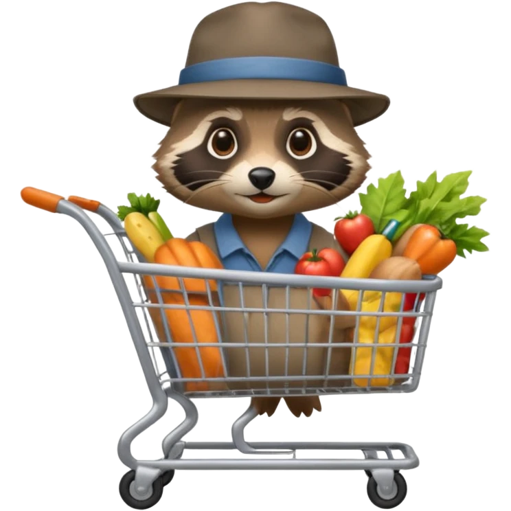 Hobo raccoon grocery shopping emoji