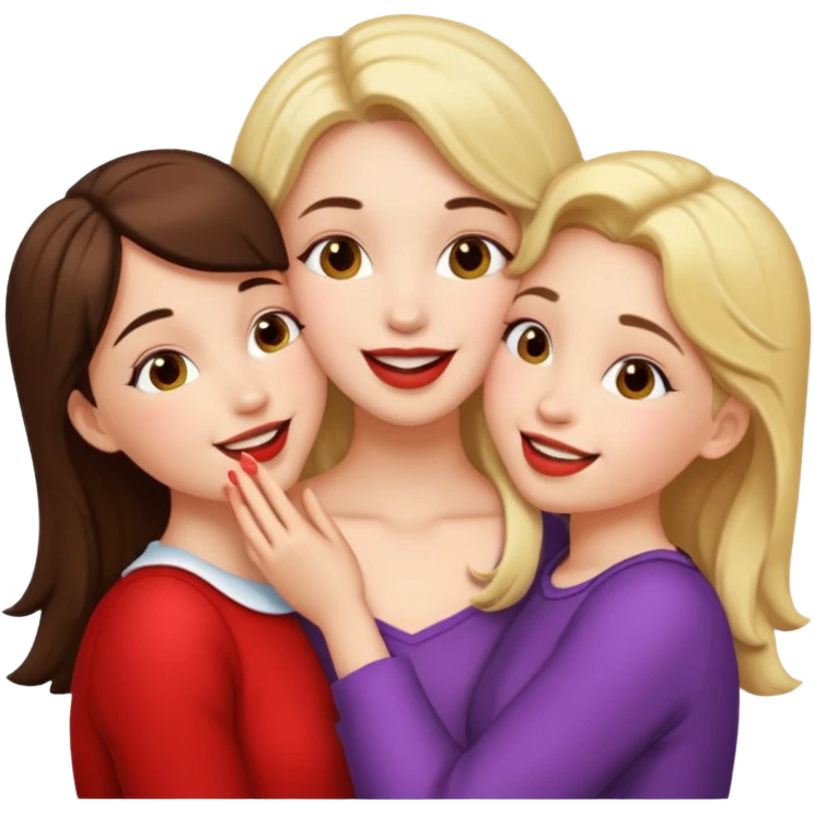 three girls kissing emoji