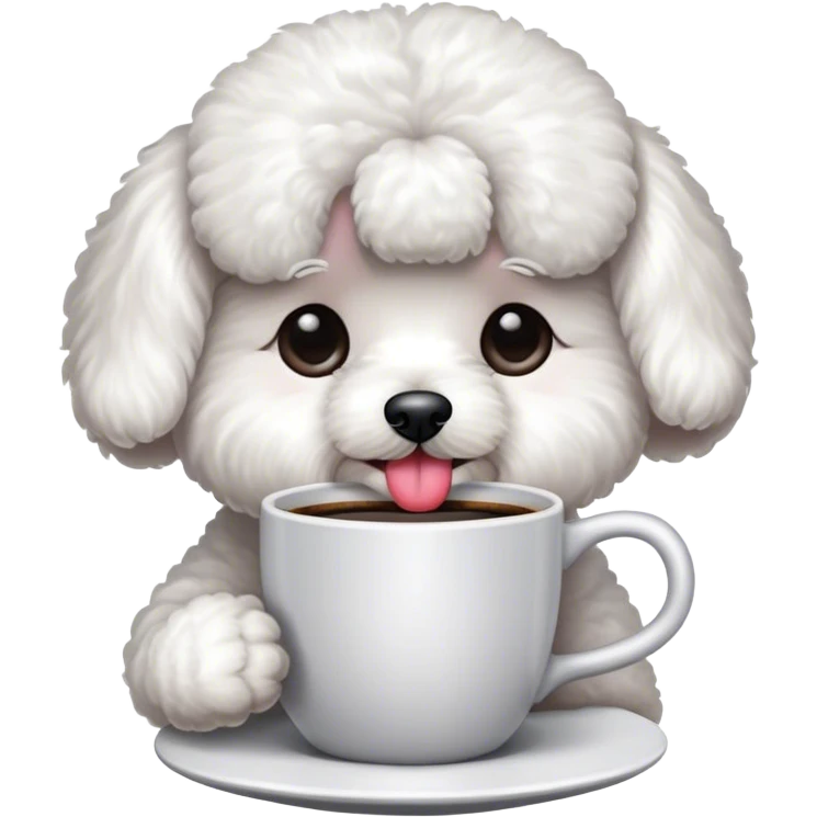 Bichon drinking coffee emoji