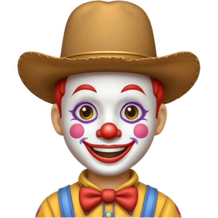 a clown emoji that is wearing a cowboy hat  emoji