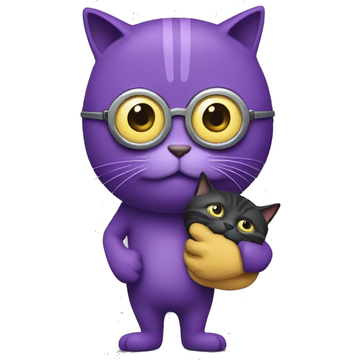 minion carrying a purple cat emoji
