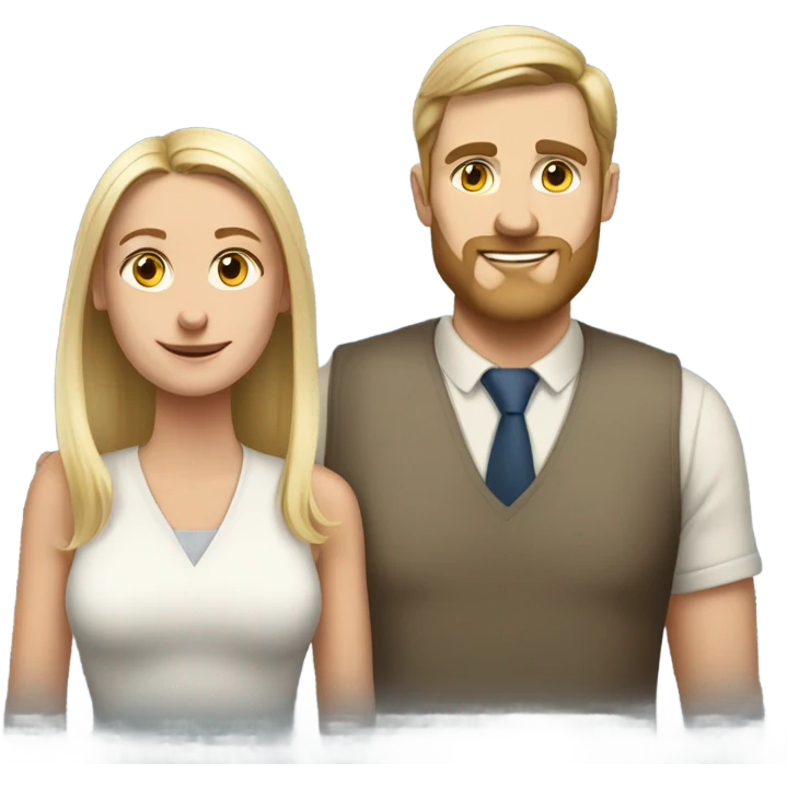 Norwegian couple tall guy short girl full length portrait  emoji