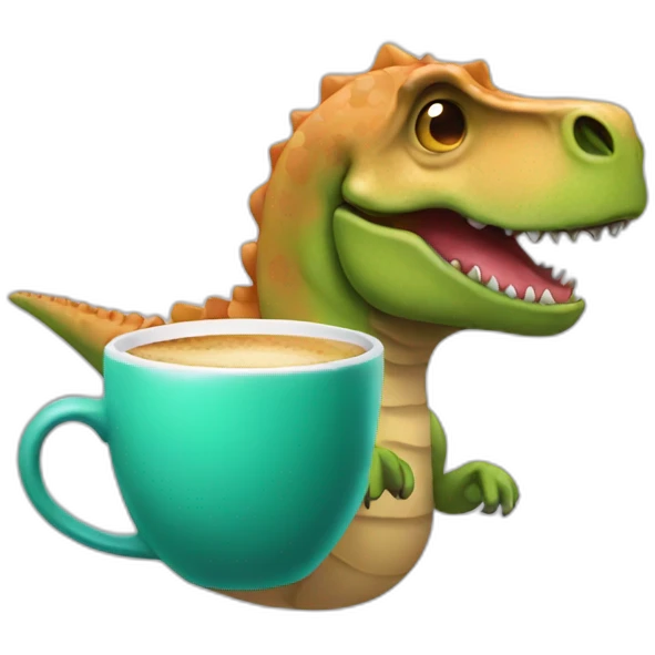 dino with coffee emoji
