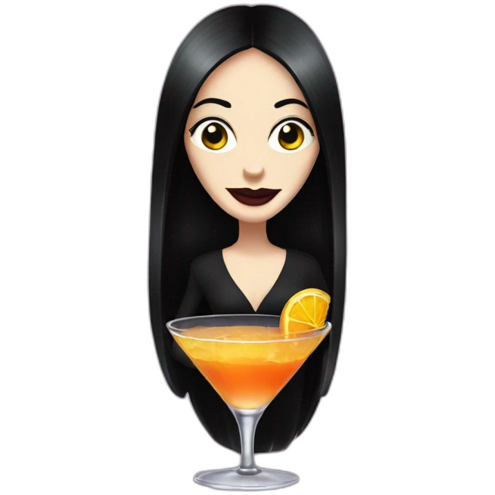 Morticia adams bebendo  cocktail emoji