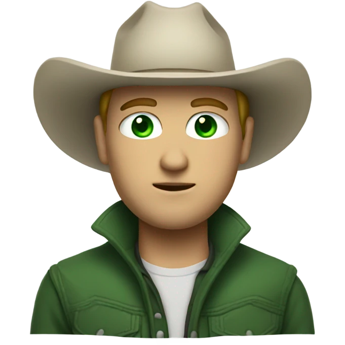 Full Body white Cowboy with green eyes  emoji