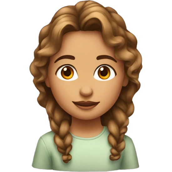 niña pelo castaño ondulado emoji