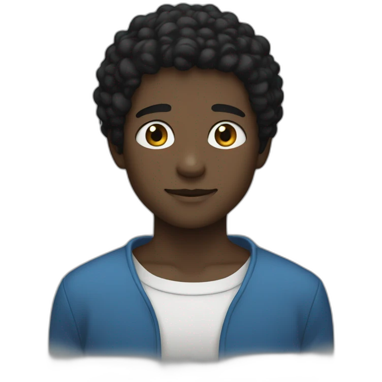 A black boy with gojo satoru bright blue eyes emoji