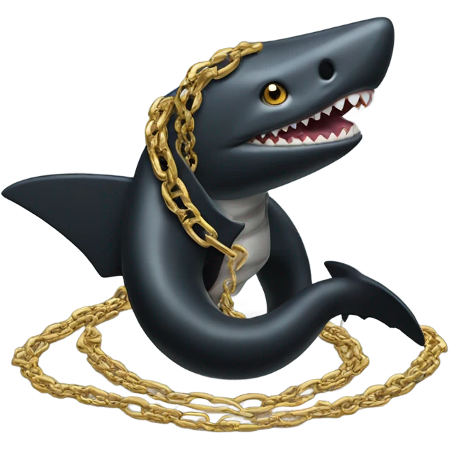 A black snake and a Shark , both rappers with gold chains emoji