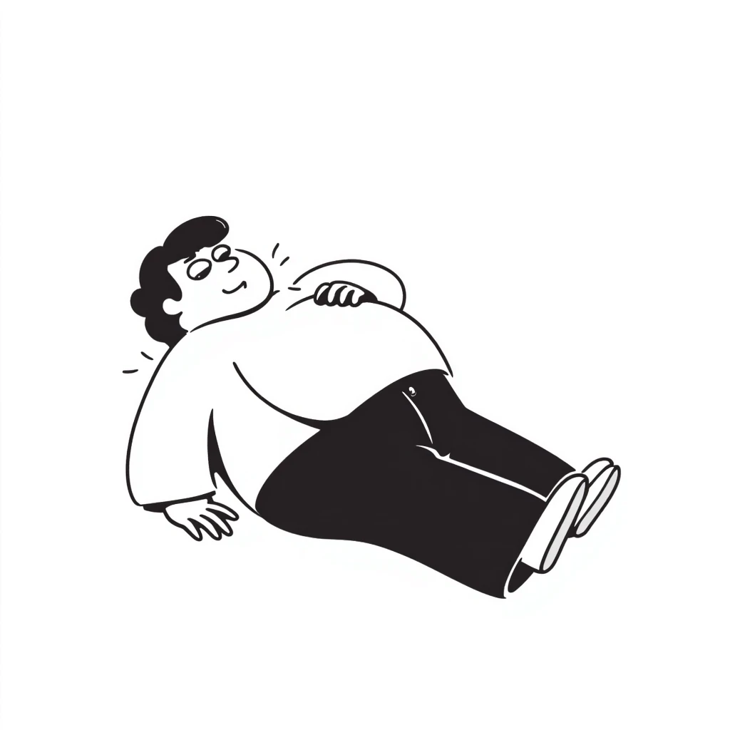 Peter Griffin from Family Guy with a massive pregnant belly, laying on his back, sweating droplets visible, tired expression, wearing green pants and white shirt emoji