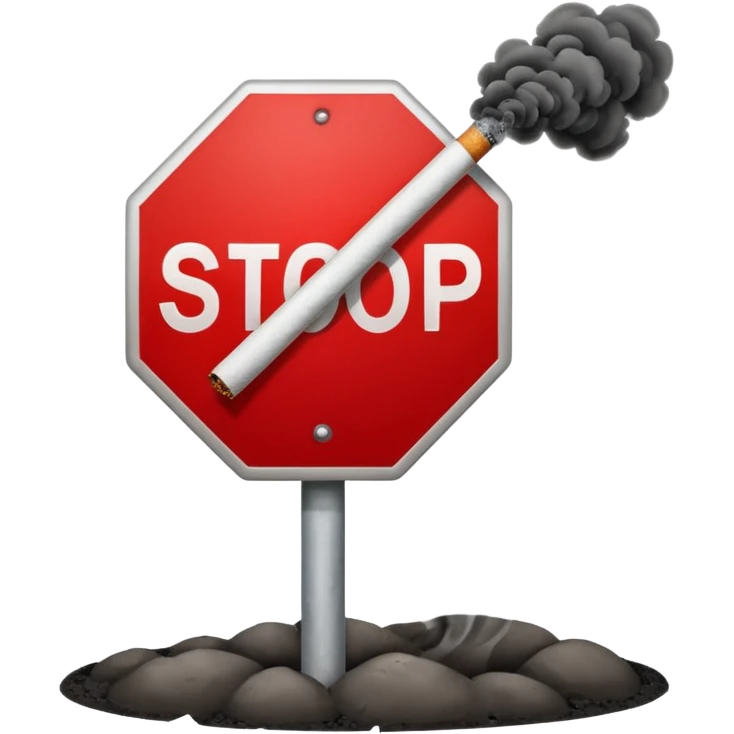 stop sign with cigarette, vape, or weed behind it emoji
