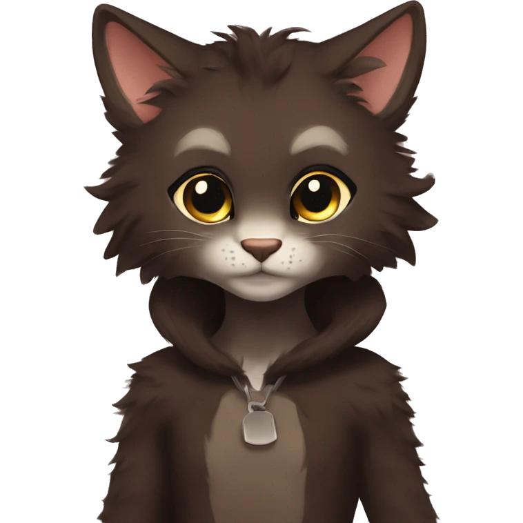 Anthro Shy Cute Cool Edgy Pretty Dark Brown Furry Feline Animal Anthro Sona emoji